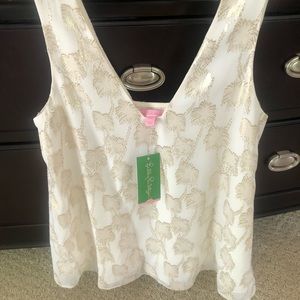 NWT Lilly Pulitzer Owen Silk Clip Top